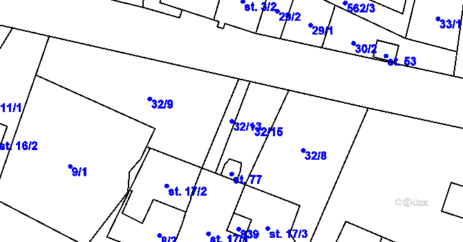 Parcela st. 32/13 v KÚ Malíkov, Katastrální mapa