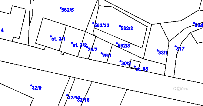 Parcela st. 29/1 v KÚ Malíkov, Katastrální mapa