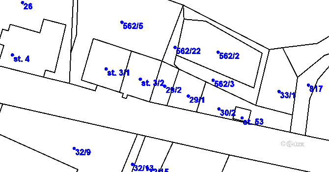 Parcela st. 29/2 v KÚ Malíkov, Katastrální mapa