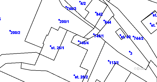 Parcela st. 746/4 v KÚ Malíkov, Katastrální mapa