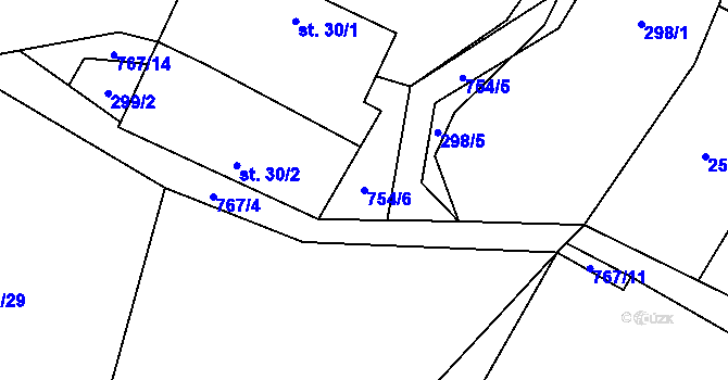 Parcela st. 754/6 v KÚ Malíkov, Katastrální mapa