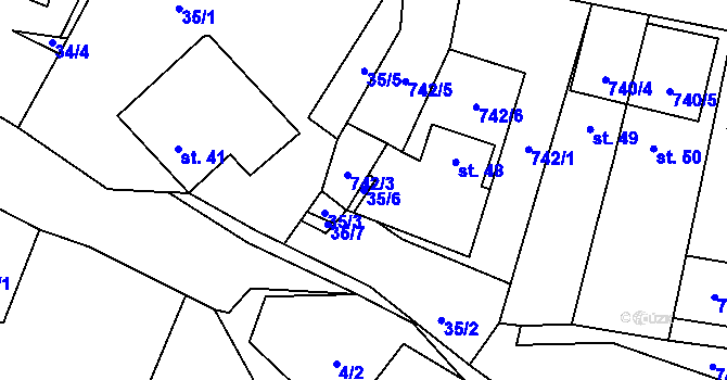 Parcela st. 35/6 v KÚ Malíkov, Katastrální mapa