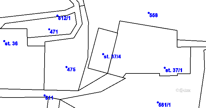 Parcela st. 37/4 v KÚ Malíkov, Katastrální mapa