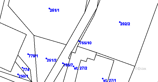 Parcela st. 755/10 v KÚ Malíkov, Katastrální mapa