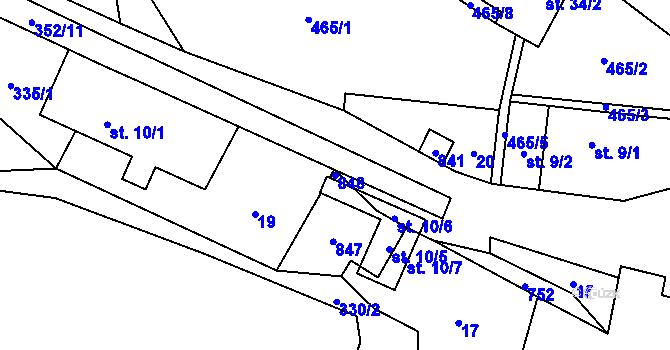 Parcela st. 848 v KÚ Malíkov, Katastrální mapa