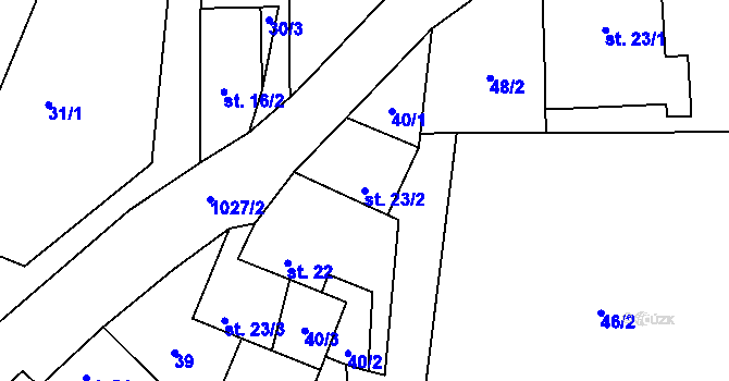 Parcela st. 23/2 v KÚ Malíkovice, Katastrální mapa