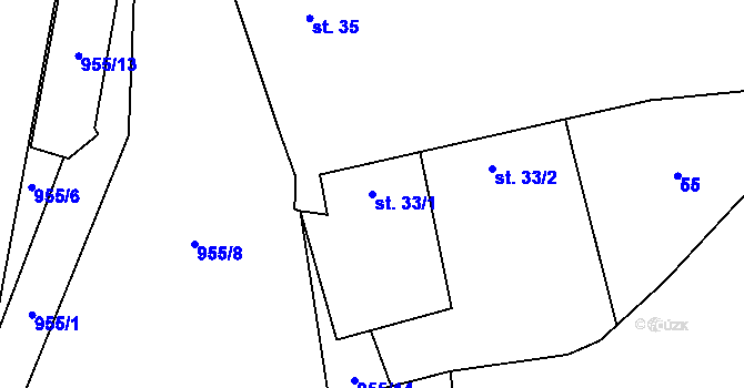 Parcela st. 33/1 v KÚ Malíkovice, Katastrální mapa