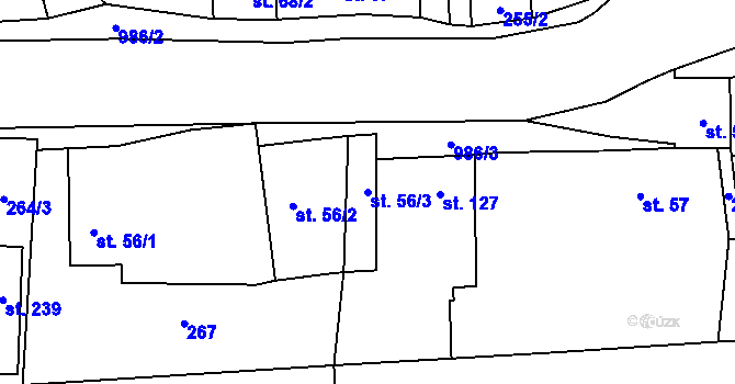 Parcela st. 56/3 v KÚ Malíkovice, Katastrální mapa