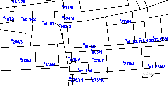 Parcela st. 62 v KÚ Malíkovice, Katastrální mapa