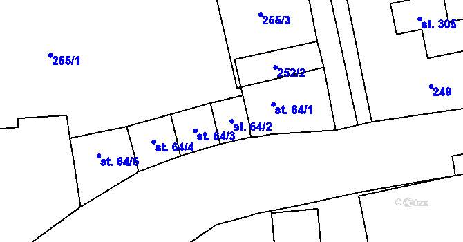 Parcela st. 64/2 v KÚ Malíkovice, Katastrální mapa
