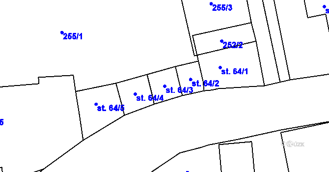 Parcela st. 64/3 v KÚ Malíkovice, Katastrální mapa