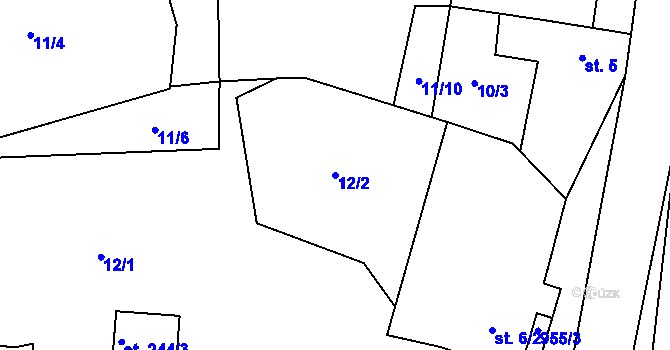 Parcela st. 12/2 v KÚ Malíkovice, Katastrální mapa