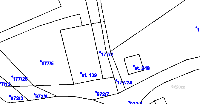 Parcela st. 177/2 v KÚ Malíkovice, Katastrální mapa