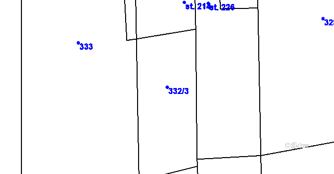 Parcela st. 332/3 v KÚ Malíkovice, Katastrální mapa