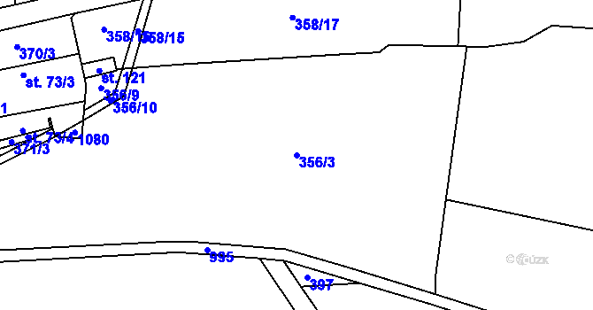 Parcela st. 356/3 v KÚ Malíkovice, Katastrální mapa