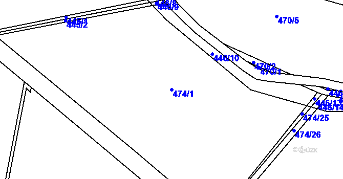 Parcela st. 474/1 v KÚ Malíkovice, Katastrální mapa