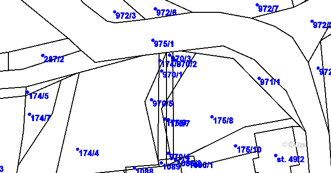 Parcela st. 970 v KÚ Malíkovice, Katastrální mapa