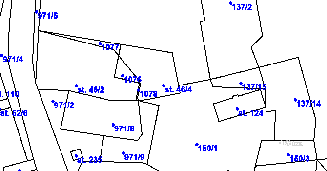 Parcela st. 46/4 v KÚ Malíkovice, Katastrální mapa