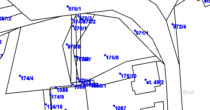 Parcela st. 175/8 v KÚ Malíkovice, Katastrální mapa