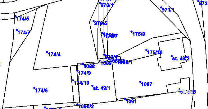Parcela st. 970/4 v KÚ Malíkovice, Katastrální mapa