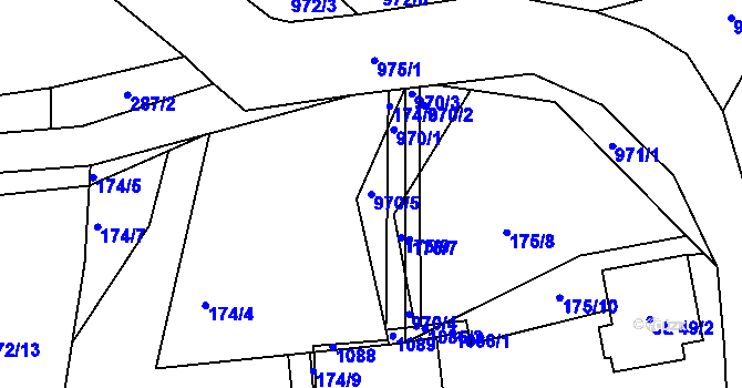 Parcela st. 970/5 v KÚ Malíkovice, Katastrální mapa