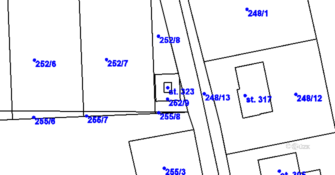 Parcela st. 323 v KÚ Malíkovice, Katastrální mapa