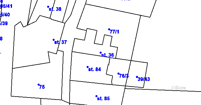 Parcela st. 36 v KÚ Malínky, Katastrální mapa