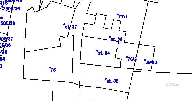 Parcela st. 84 v KÚ Malínky, Katastrální mapa
