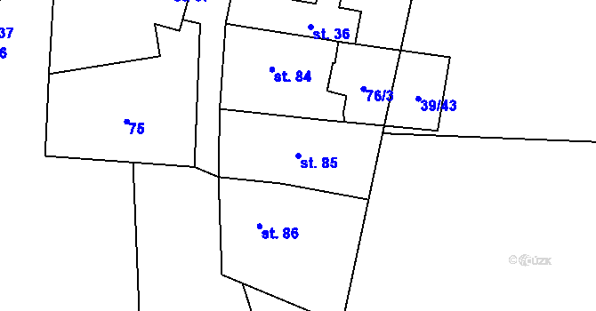 Parcela st. 85 v KÚ Malínky, Katastrální mapa