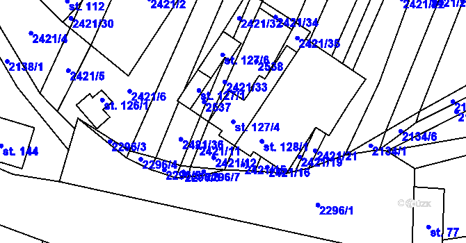 Parcela st. 127/4 v KÚ Malínky, Katastrální mapa