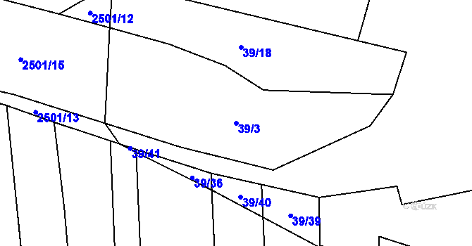 Parcela st. 39/3 v KÚ Malínky, Katastrální mapa