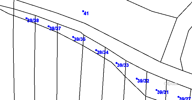 Parcela st. 39/34 v KÚ Malínky, Katastrální mapa
