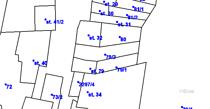 Parcela st. 79/2 v KÚ Malínky, Katastrální mapa