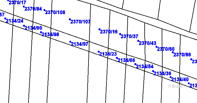 Parcela st. 2134/23 v KÚ Malínky, Katastrální mapa