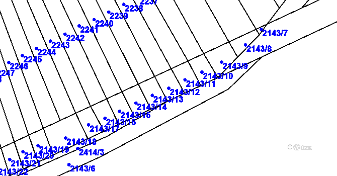 Parcela st. 2143/12 v KÚ Malínky, Katastrální mapa