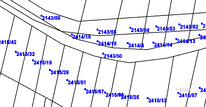 Parcela st. 2143/50 v KÚ Malínky, Katastrální mapa