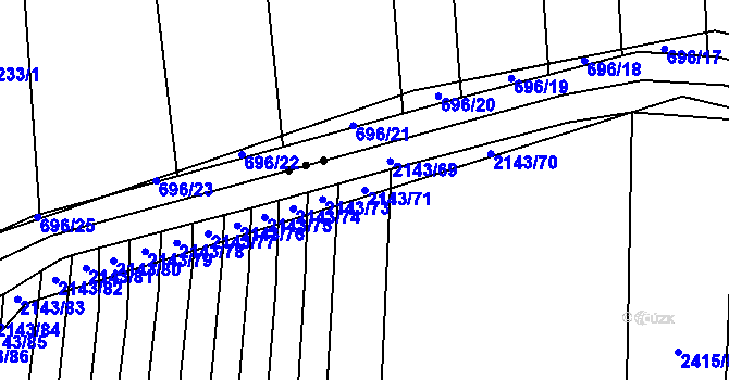 Parcela st. 2143/71 v KÚ Malínky, Katastrální mapa