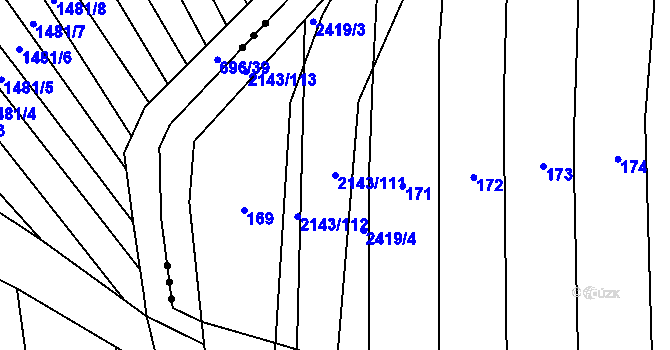 Parcela st. 2143/111 v KÚ Malínky, Katastrální mapa