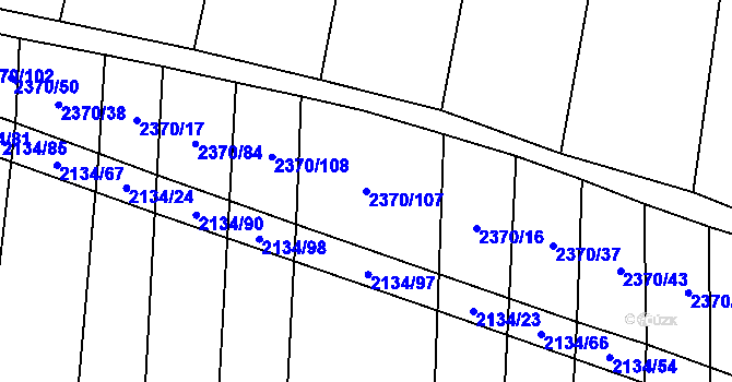 Parcela st. 2370/107 v KÚ Malínky, Katastrální mapa