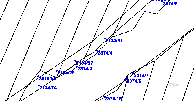 Parcela st. 2374/4 v KÚ Malínky, Katastrální mapa