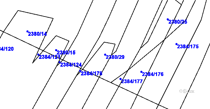 Parcela st. 2380/29 v KÚ Malínky, Katastrální mapa