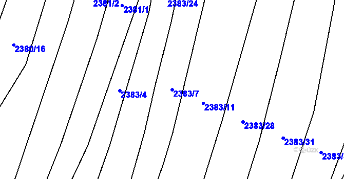 Parcela st. 2383/7 v KÚ Malínky, Katastrální mapa