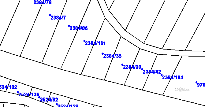 Parcela st. 2384/35 v KÚ Malínky, Katastrální mapa