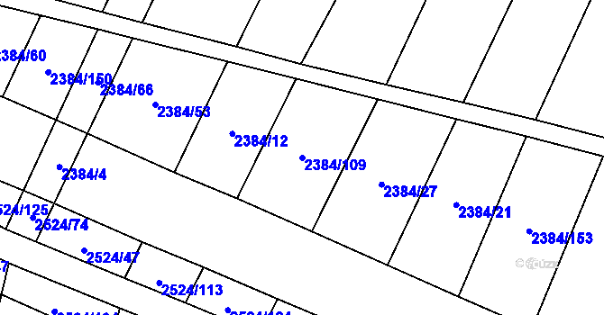 Parcela st. 2384/109 v KÚ Malínky, Katastrální mapa