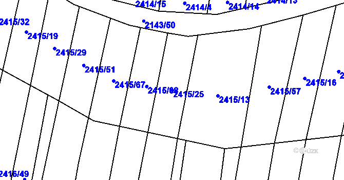 Parcela st. 2415/25 v KÚ Malínky, Katastrální mapa