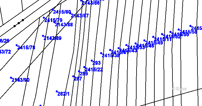 Parcela st. 2415/38 v KÚ Malínky, Katastrální mapa