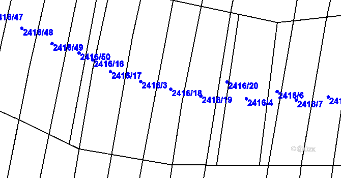 Parcela st. 2416/18 v KÚ Malínky, Katastrální mapa
