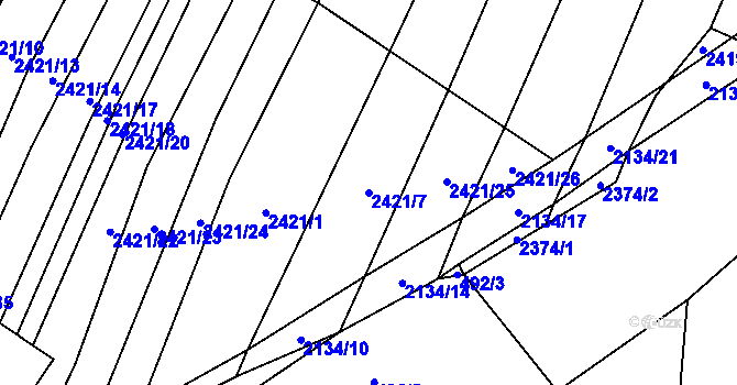 Parcela st. 2421/7 v KÚ Malínky, Katastrální mapa