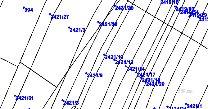 Parcela st. 2421/10 v KÚ Malínky, Katastrální mapa