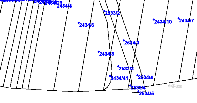 Parcela st. 2434/8 v KÚ Malínky, Katastrální mapa